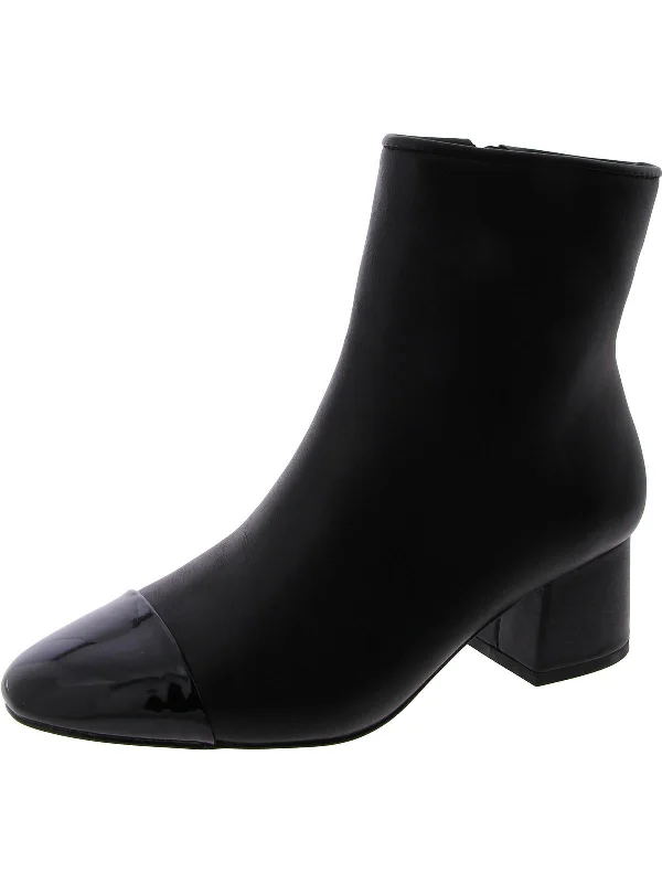 Eiffel Womens Block Heel Leather Mid-Calf Boots