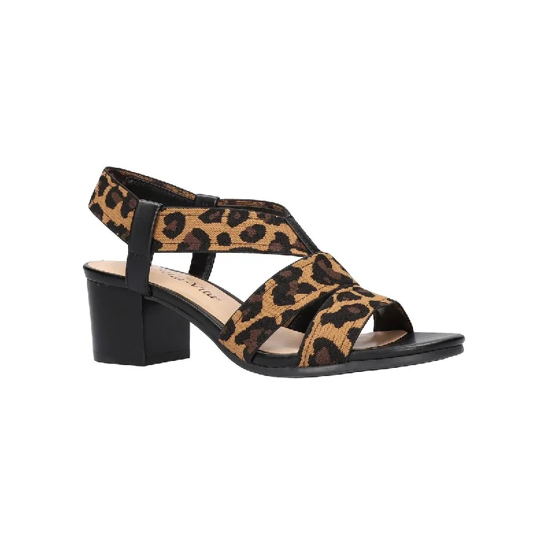 Bella Vita Womens Jodi Knit Leopard Heel Sandals