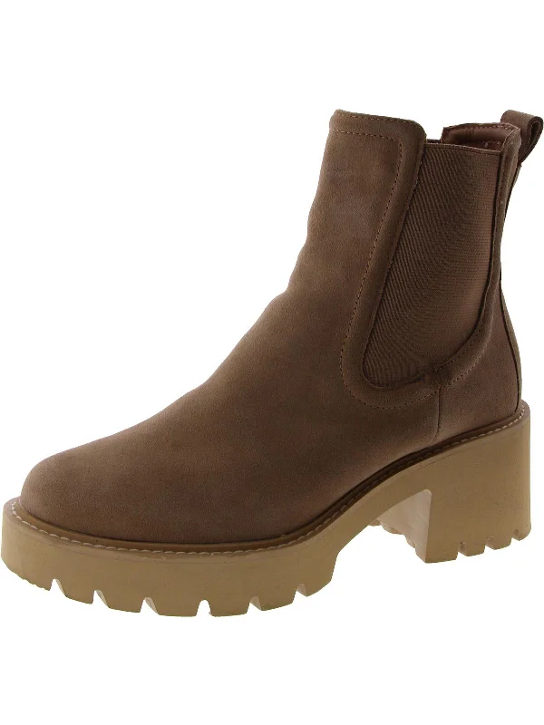 Womens Suede Lug Sole Ankle Boots