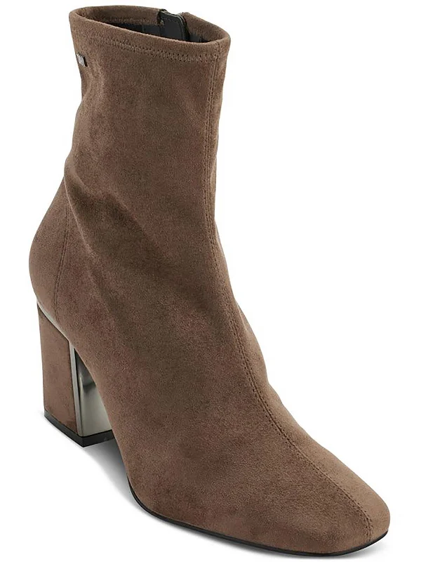 Cavale Womens Faux Suede Block Heel Ankle Boots