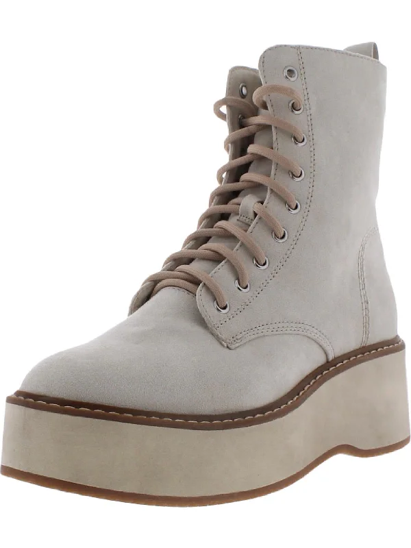 Stormyy Womens Faux Suede Lace-Up Wedge Boots