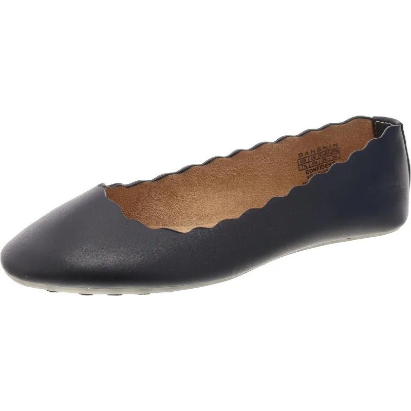 Danskin Womens Confident Faux Lather Scalloped Ballet Flats