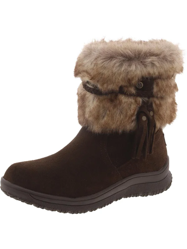 Everett Womens Leather Faux Fur Mid-Calf Boots