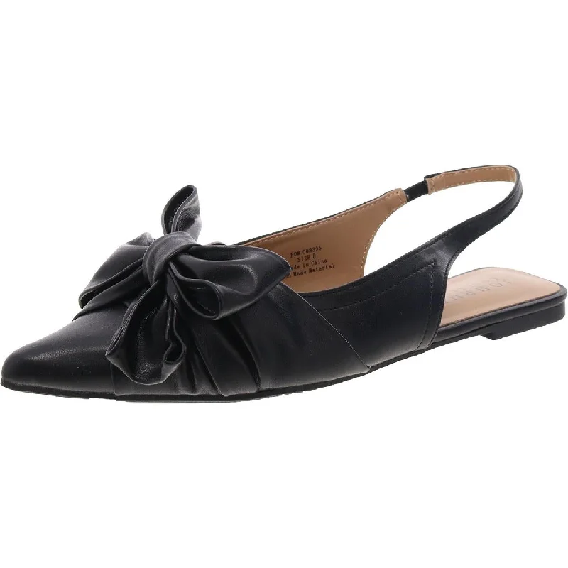 Journee Collection Womens Faux Leather Bow Ballet Flats