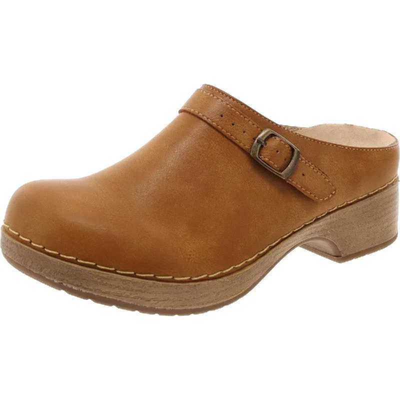 Easy Works by Easy Street Womens Shira Faux Leather Mules Clogs