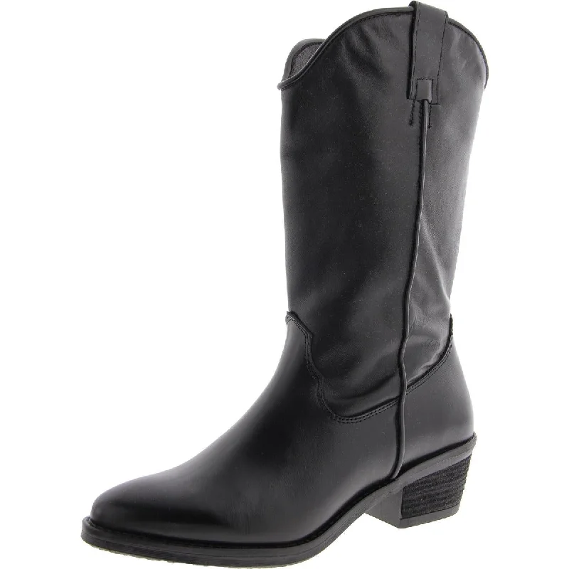 Hannah Womens Leather Solid Mid-Calf Boots