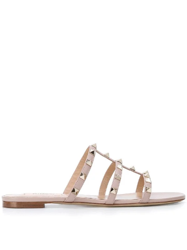 VALENTINO GARAVANI Rockstud Leather Flat Sandals for Women