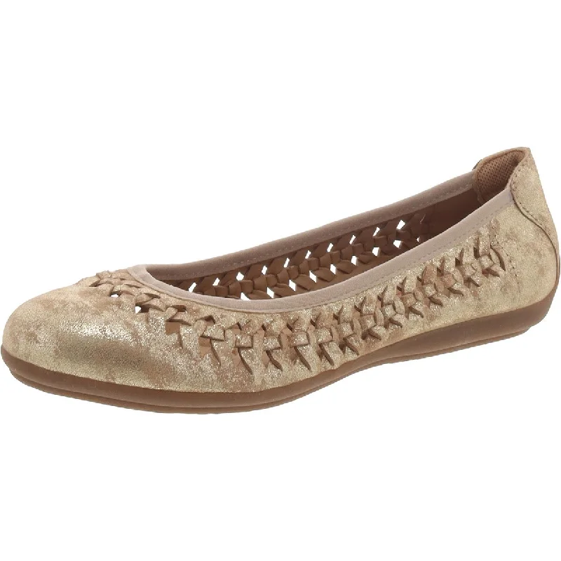 Comfortiva Womens Marilu Suede Metallic Ballet Flats