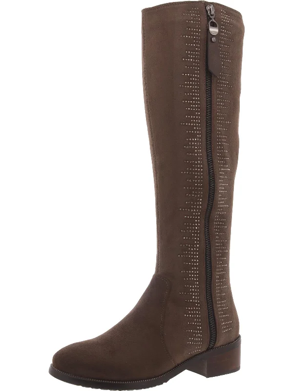 Blackenbury Womens Faux Suede Rhinestone Knee-High Boots