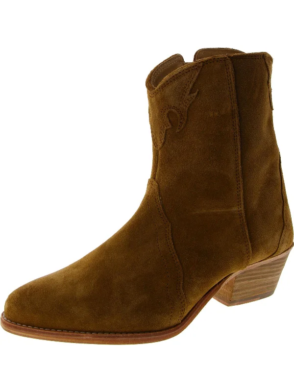 Womens Suede Block Heel Cowboy, Western Boots