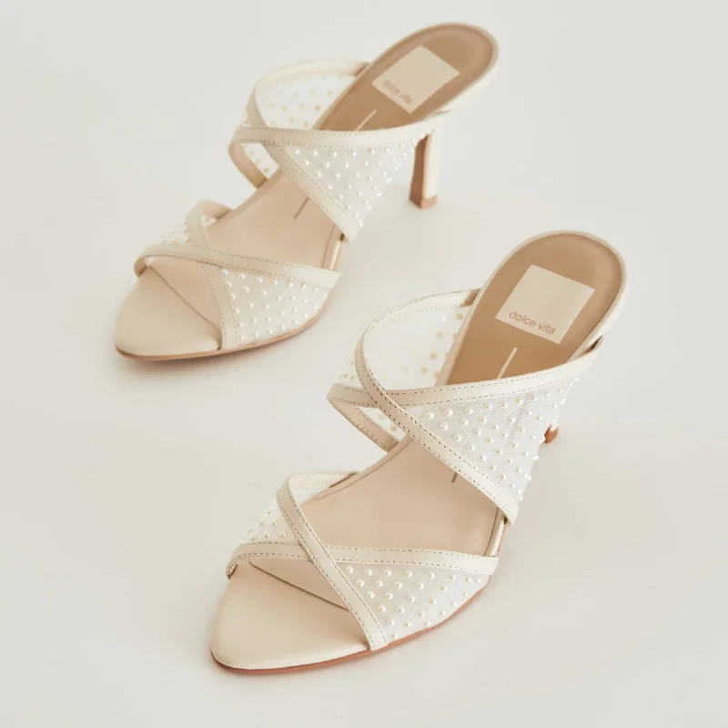 Mandel Pearl Heels Ivory Mesh