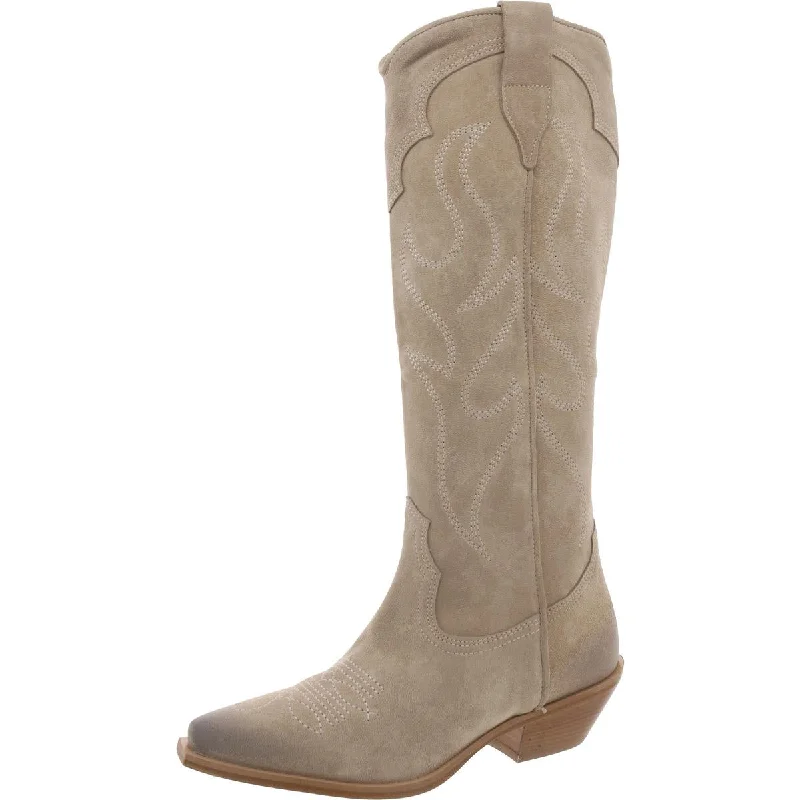 Ranch Womens Suede Pull On Mid-Calf Boots