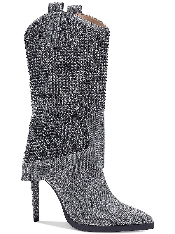 Nellie Womens Embellished Stiletto Mid-Calf Boots