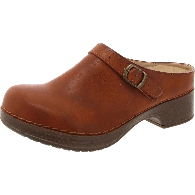 Easy Works by Easy Street Womens Shira Faux Leather Slip On Clogs