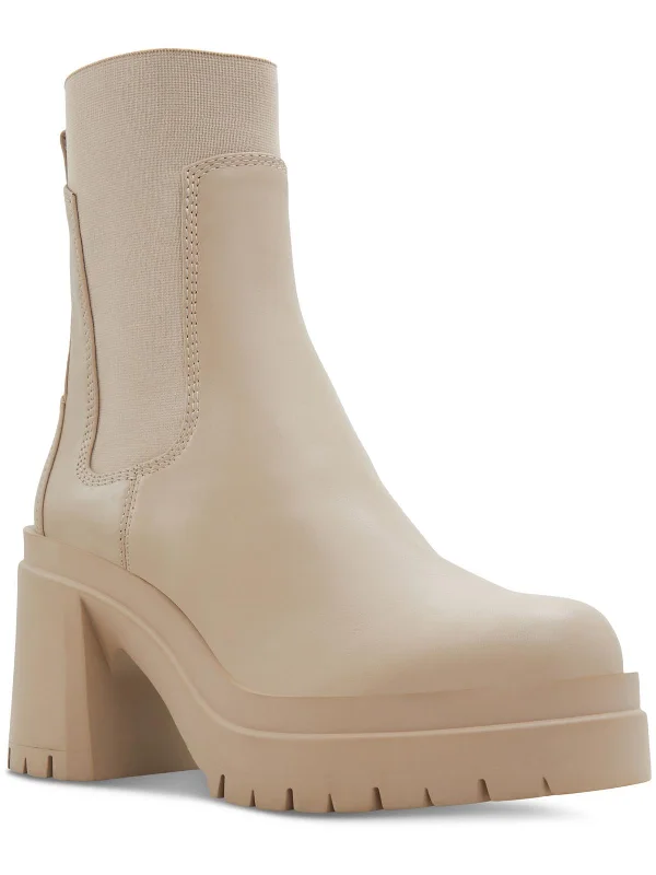 Big Mood Womens Leather Block Heel Mid-Calf Boots