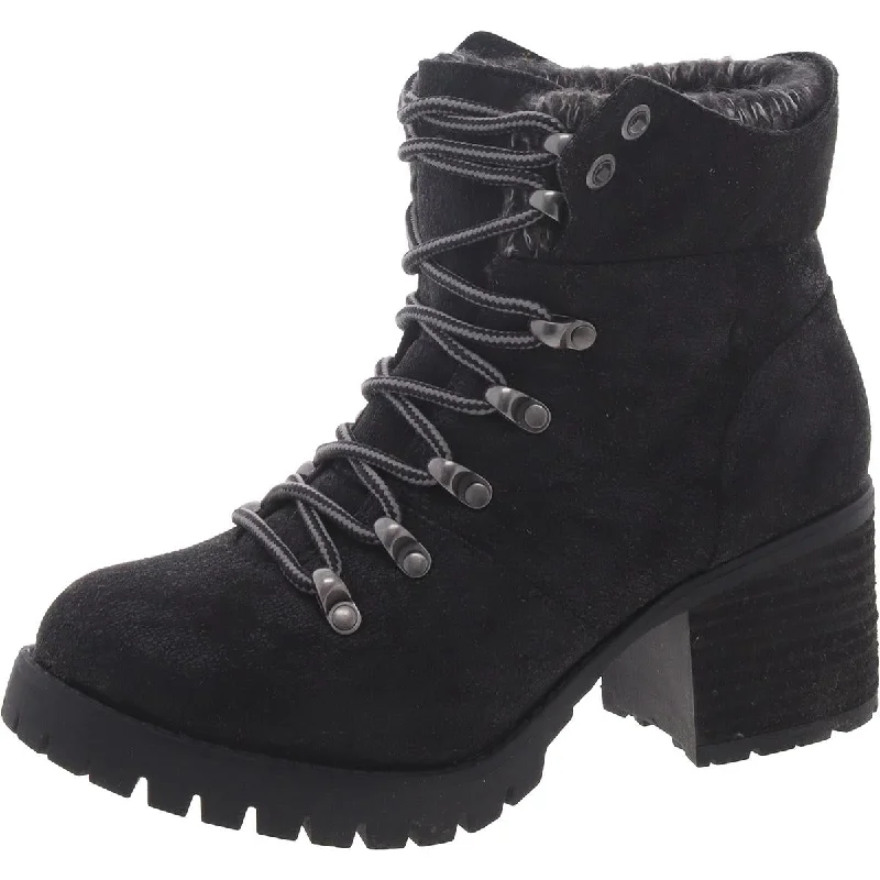 Gullible Womens Lace Up Lug Sole Ankle Boots