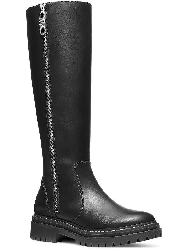 REGAN BOOT Womens Faux Leather Side Zipper Knee-High Boots