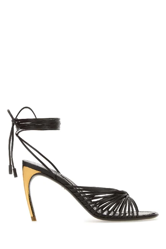 Ferragamo Elegant Leather Atena Sandals with 8.5 cm Heel