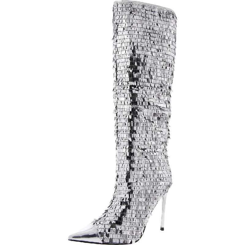 Panther Womens Sequined Pull On Mid-Calf Boots