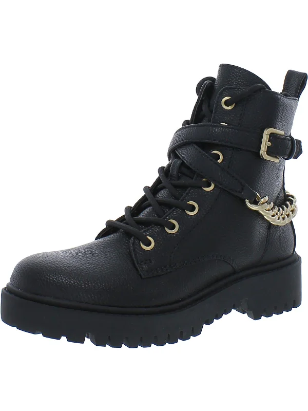 Olisey 2 Womens Faux Leather Side Zipper Combat & Lace-up Boots