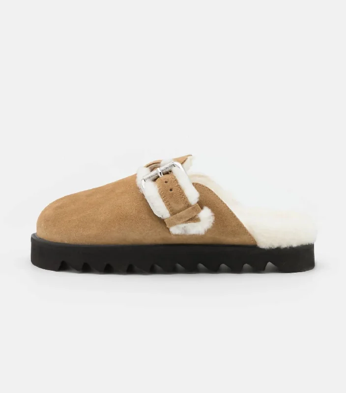 Women's Bracci Leather Mules In Camel/cream