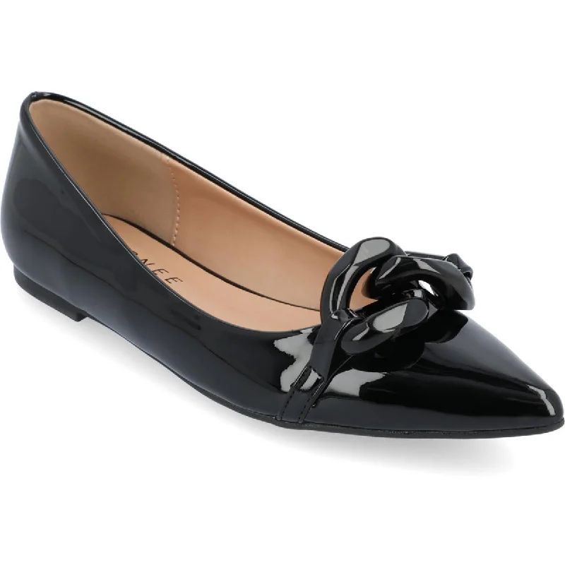 Journee Collection Womens Clareene Patent Slip On Ballet Flats