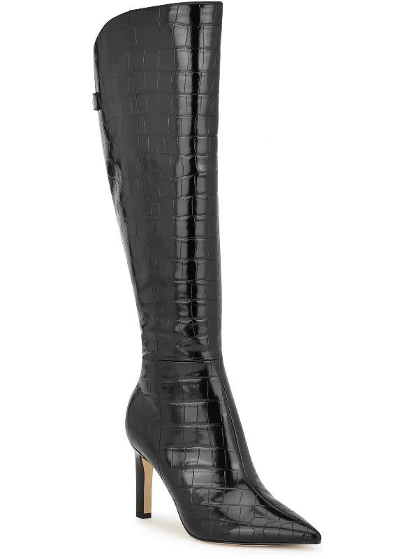 Napts 3 Womens Faux Leather Wide Calf Knee-High Boots