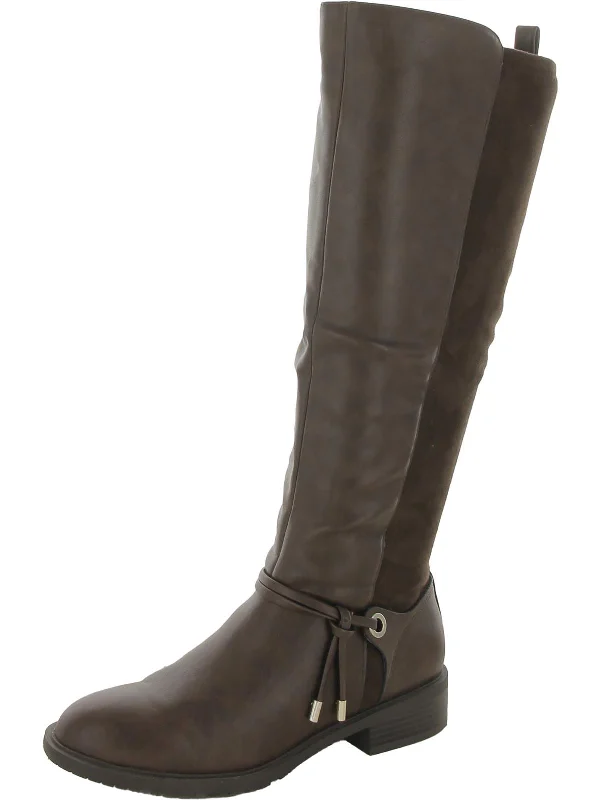 Verrlee Womens Faux Leather Riding Knee-High Boots