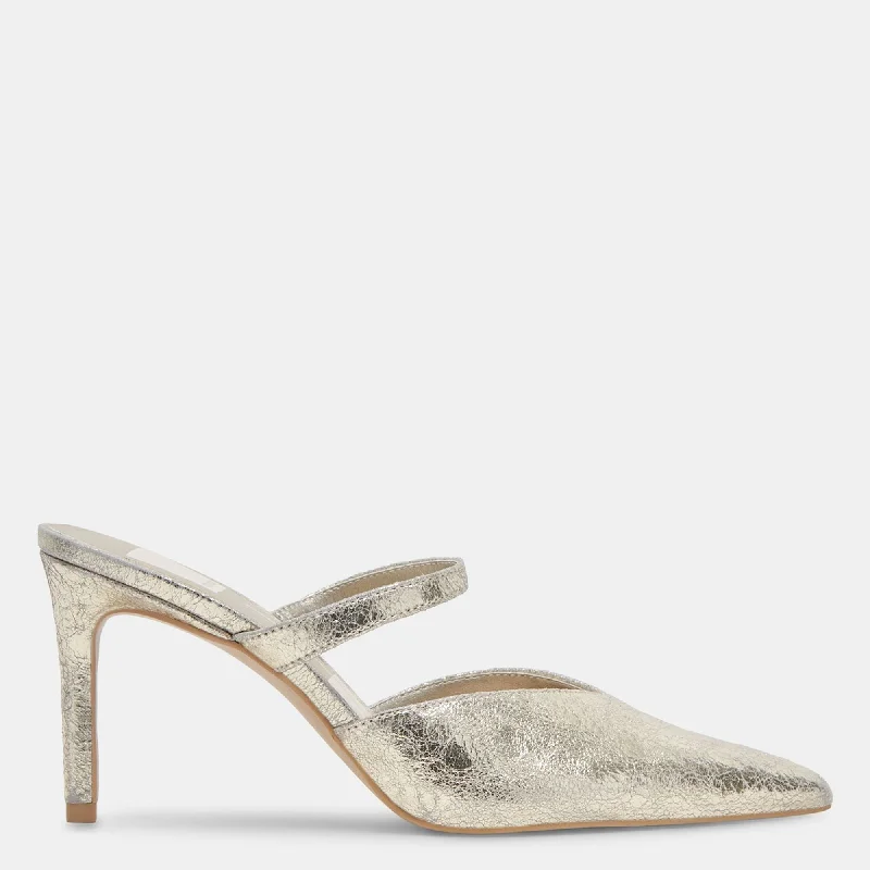 Kanika Heels Platinum Distressed Leather