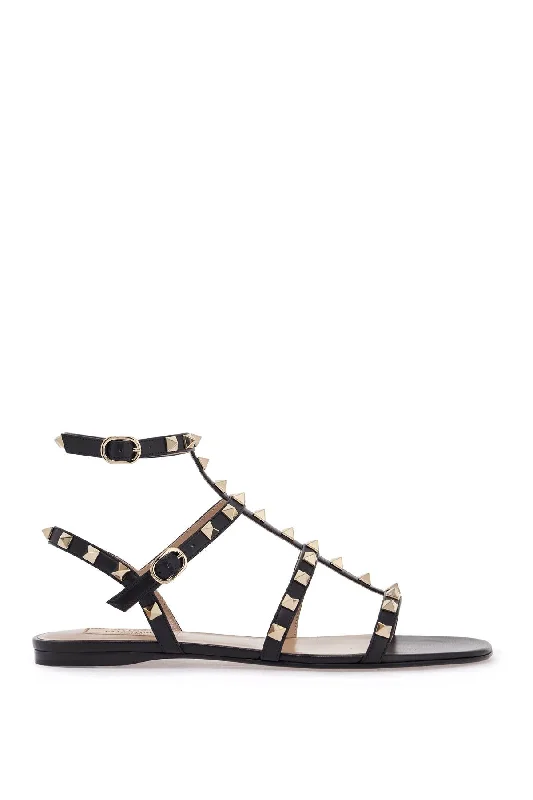 VALENTINO GARAVANI Rockstud Leather Sandals with Adjustable Ankle Strap