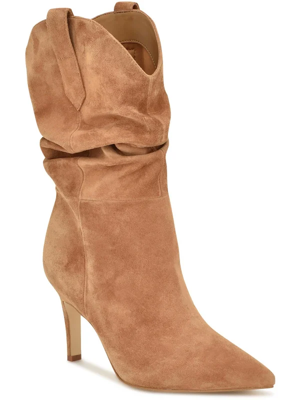 Gonda Womens Heels Faux Suede Mid-Calf Boots