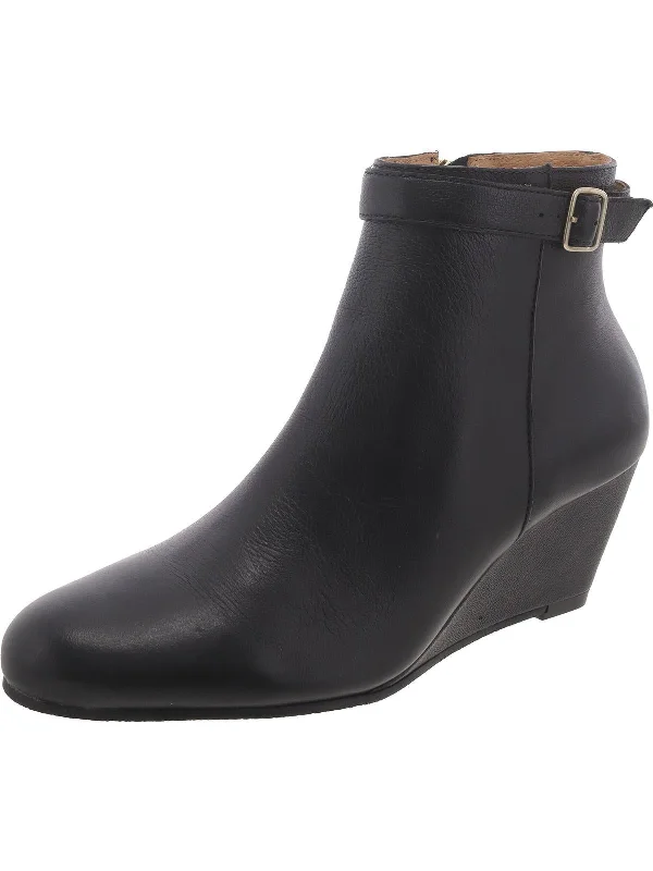 Willa Wedge Bootie Womens Leather Wedges Mid-Calf Boots