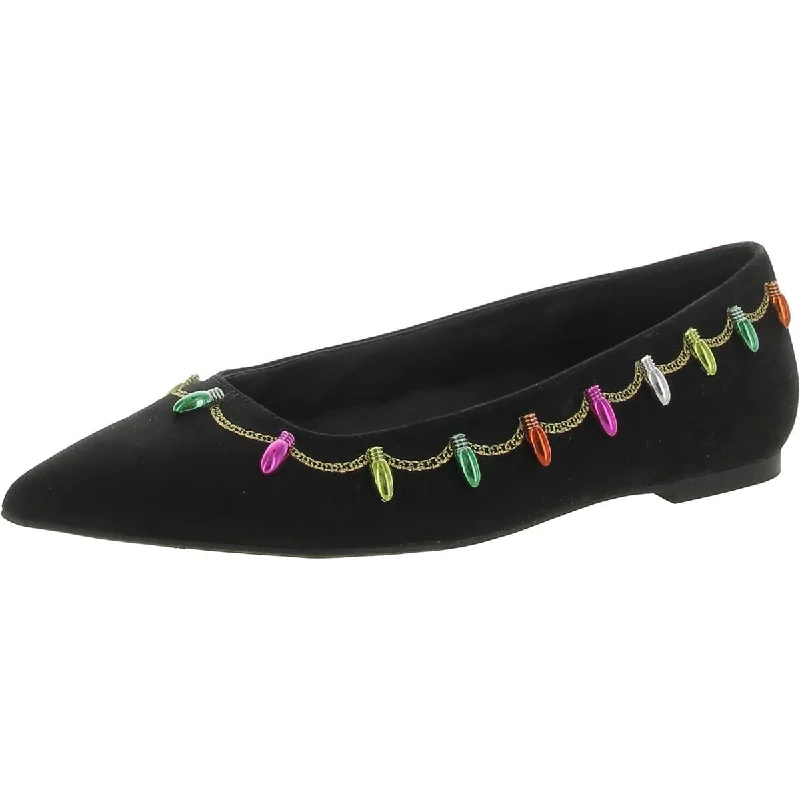 Katy Perry Womens The Hollie Christmas Faux Suede Holiday Ballet Flats