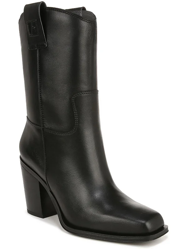 Womens Solid Square Toe Mid-Calf Boots