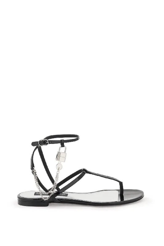 DOLCE & GABBANA Chic Patent Leather Thong Sandal with Chain