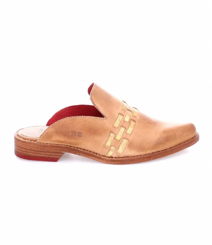 Asenet Mule In Tan Gold Rustic