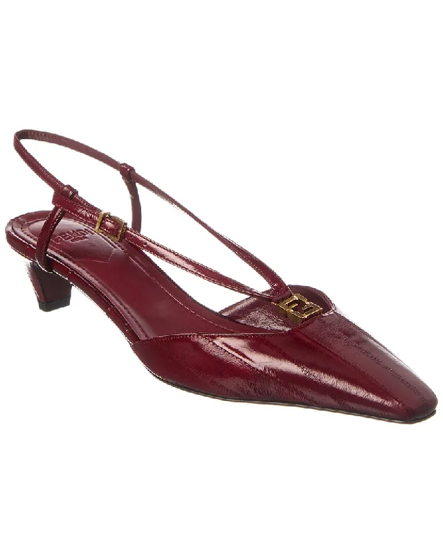 FENDI FFold Leather Slingback Pump