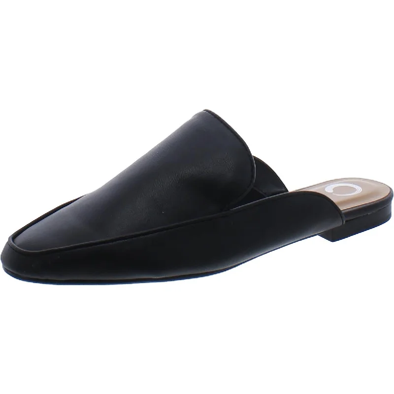 Journee Collection Womens Faux Leather Slip On Mules