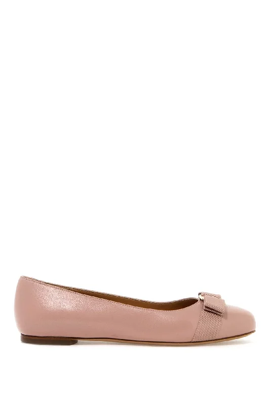 Ferragamo Leather Ballet Flats with Grosgrain Bow