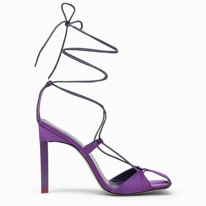 THE ATTICO Elegant Satin High Sandal with Adjustable Ankle Straps