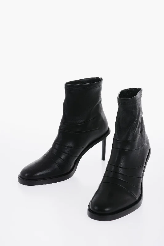 Ann Demeulemeester Leather Hedy Sock Boots With Embroderies 8Cm