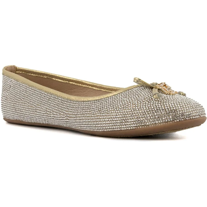 Juicy Couture Womens Farrah Metallic Embellished Ballet Flats