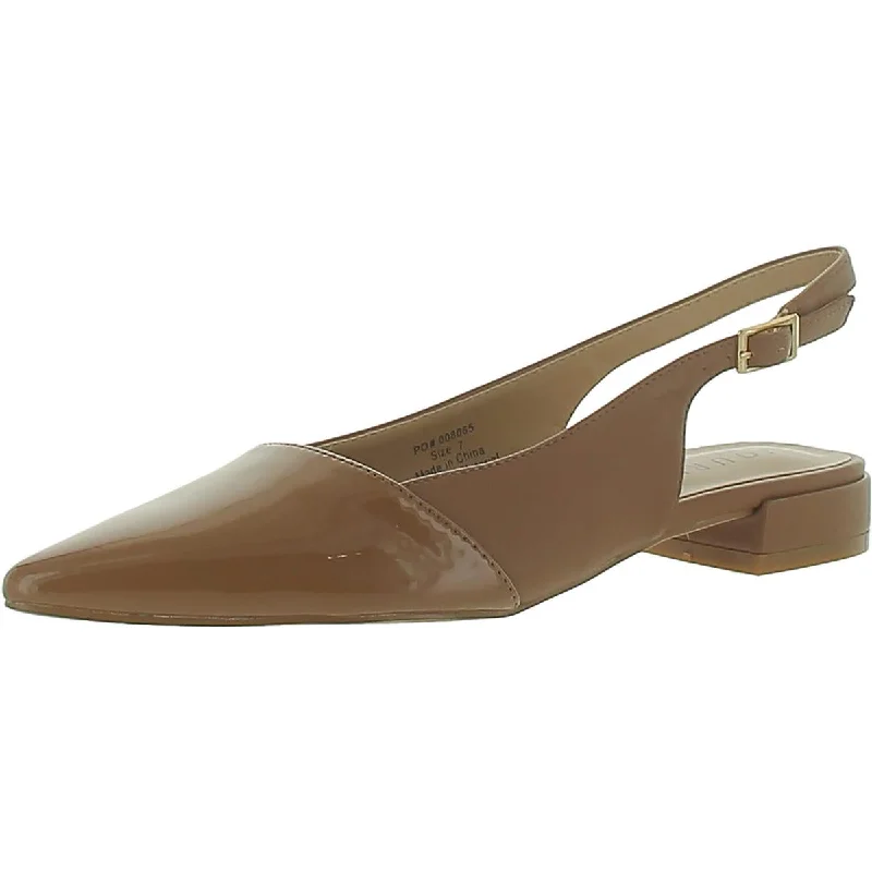 Journee Collection Womens Faux Leather Adjustable Slingbacks