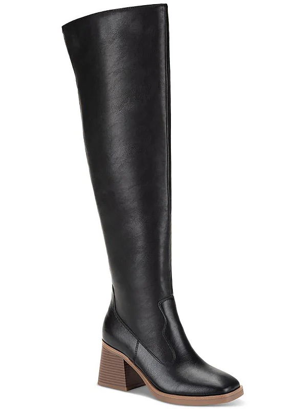 Womens Faux Leather Tall Over-The-Knee Boots