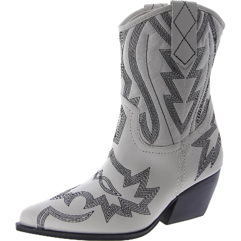 Leo Womens Leather Mid-Calf Cowboy, Western Boots