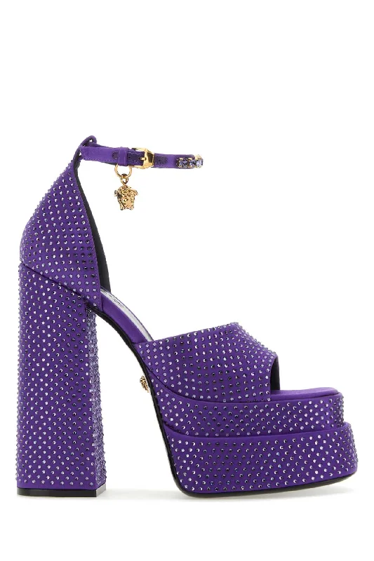 VERSACE Satin Medusa Aevitas Sandals with 16 cm Heel Height