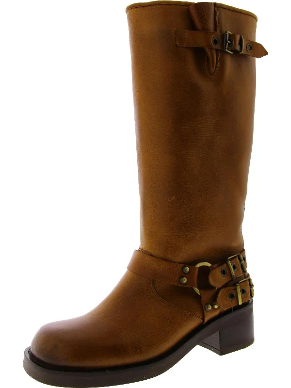 Nala Womens Leather Square Toe Knee-High Boots