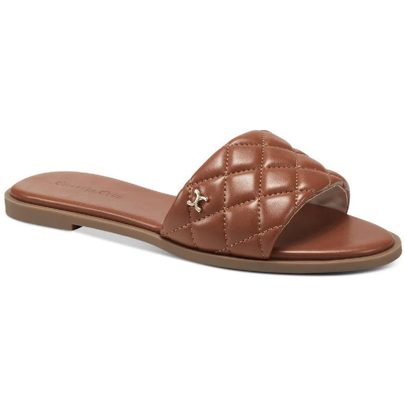 Charter Club Womens Saffiee  Quilted Padded Insole Slide Sandals