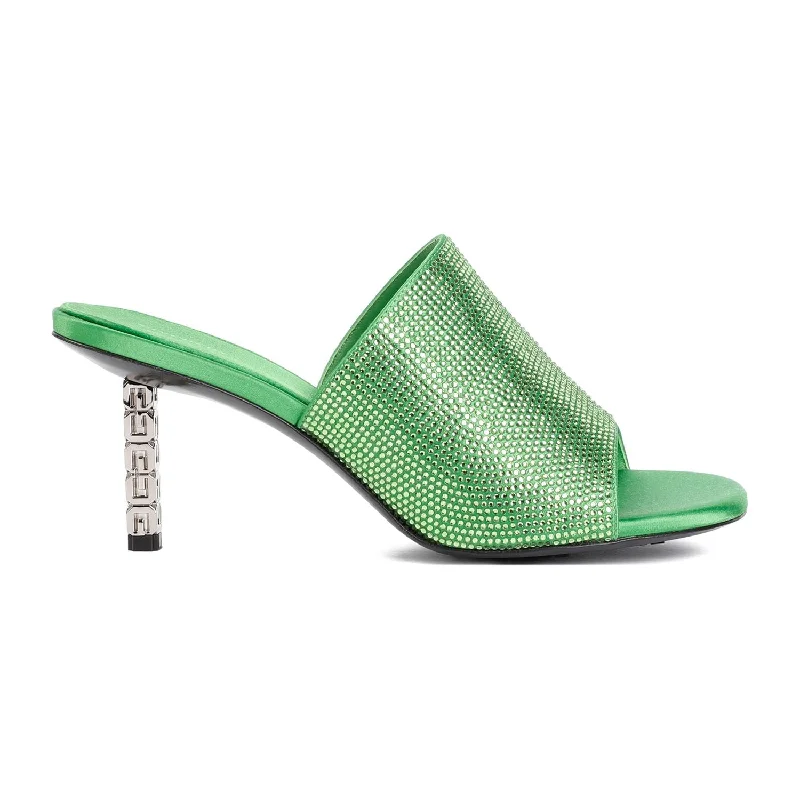 GIVENCHY G Cube Satin Flat Sandals with Strass - 7cm Heel Height