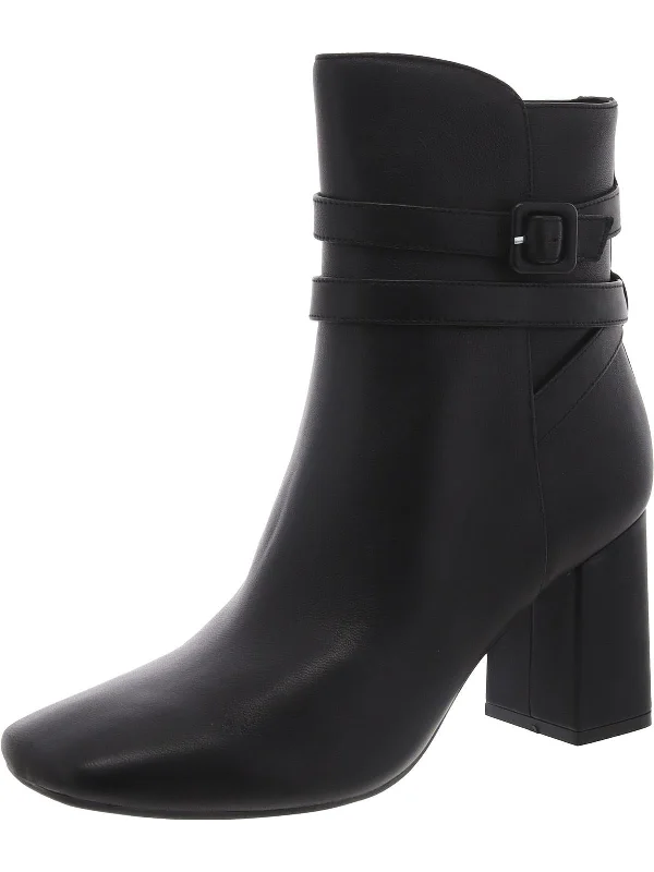 Quena 9X9 Womens Leather Block Heel Mid-Calf Boots